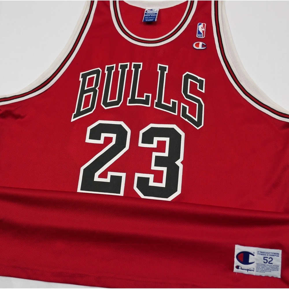 VTG 90s Michael‎ Jordan Chicago Bulls Champion Basketball Jersey Mens 52 Red #23